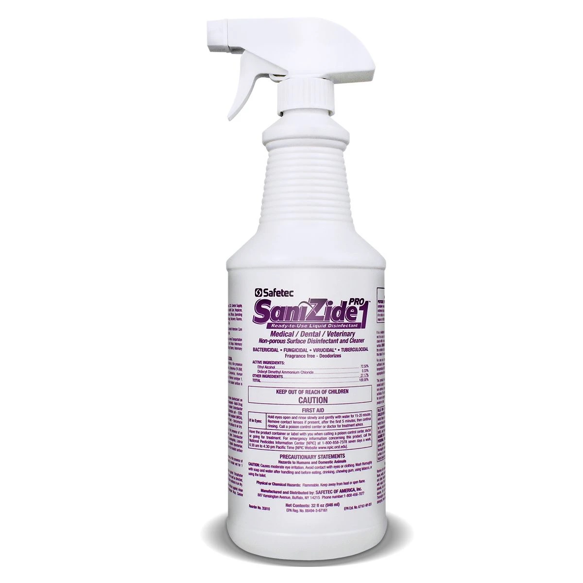 SaniZide Pro 1 32 oz. Bottle w/ Sprayer - Disinfectant Spray